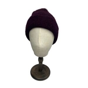 Andes Gifts 100% Alpaca Beanie Hat Burgundy Slouchy Knit Winter Warm